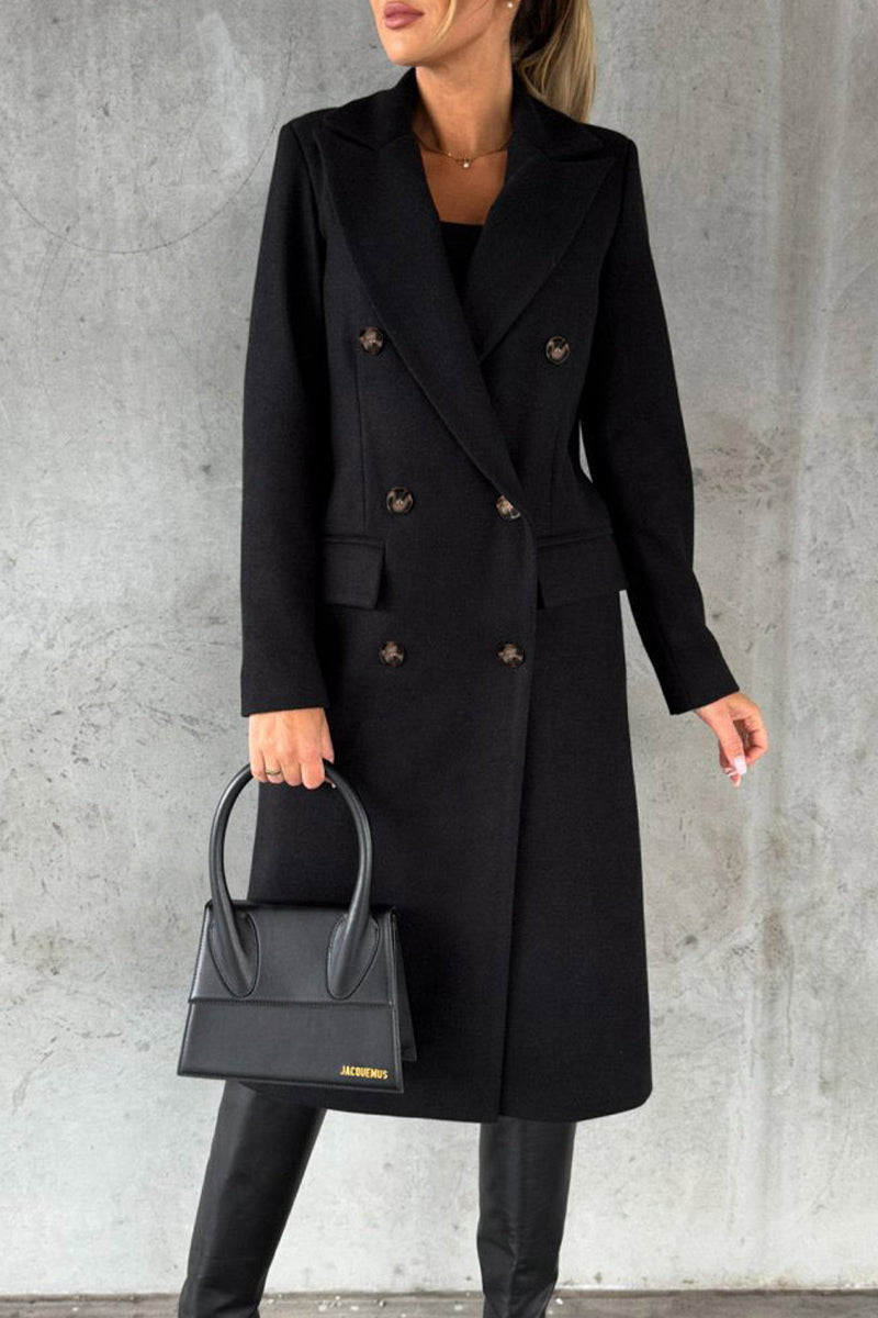 Elegant Solid Buttons Turndown Collar Outerwear(8 Colors)