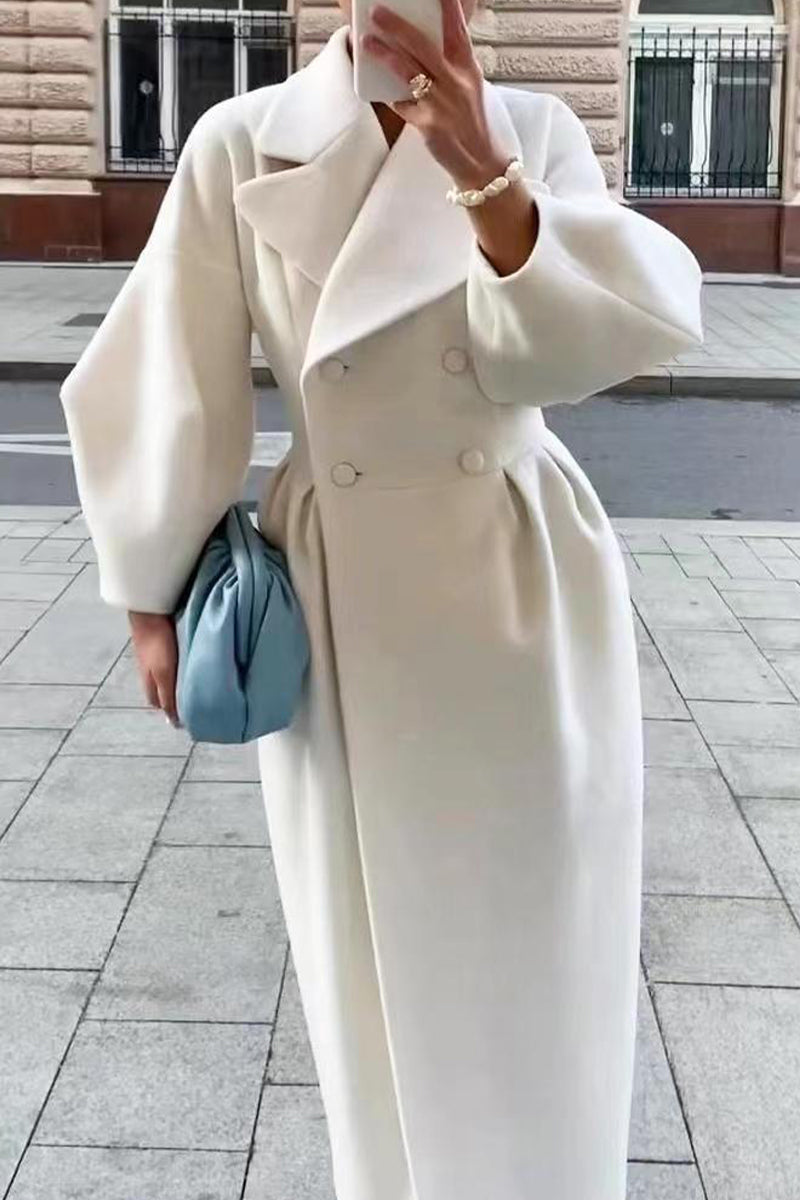 Elegant Solid Color Turndown Collar Outerwear(9 Colors)