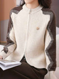 Paige Loose Crew Neck Colorblock Knitted Cardigan